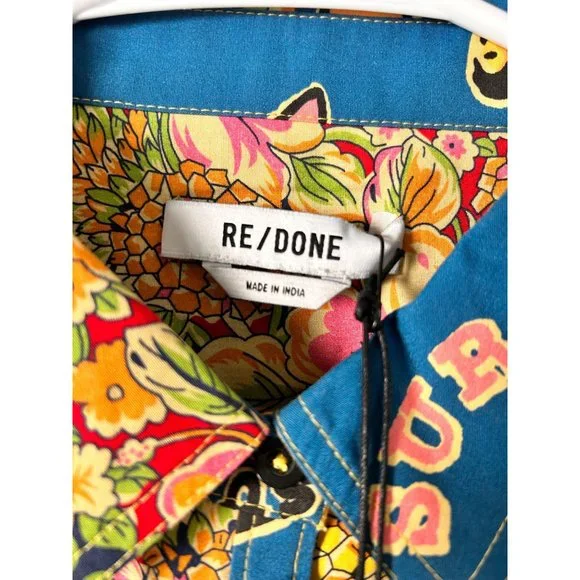 *$450 NWT RE/DONE MULTI PINEAPPLE OVERSIZED SHIRT DRESS SZ SMALL - Picture 5 of 8